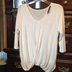 Lane Bryant Ivory Cross Front Blouse 14/16 NWT